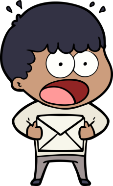 Bir insan tarafından çizilmiş bir zarfı tutan adam şok oldu.