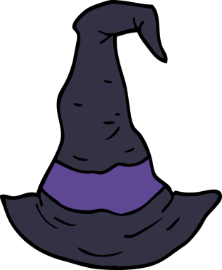 Bir insan tarafından çizilmiş karalama cadı şapkası.