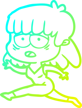 Bir insan tarafından çizilmiş, karikatür çizen yorgun bir kadın.