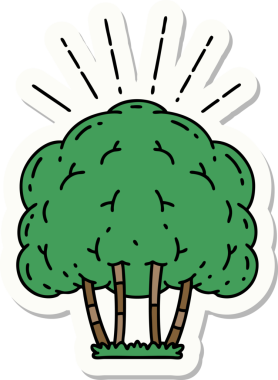 Bir insan tarafından çizilmiş dövme stili bir ağacın çıkartması.