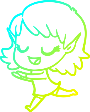 Bir insan tarafından çizilen mutlu bir elf kızı çizimi.