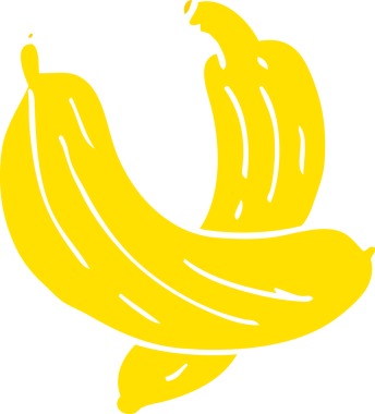 Bir insan tarafından çizilmiş bir çift muz.