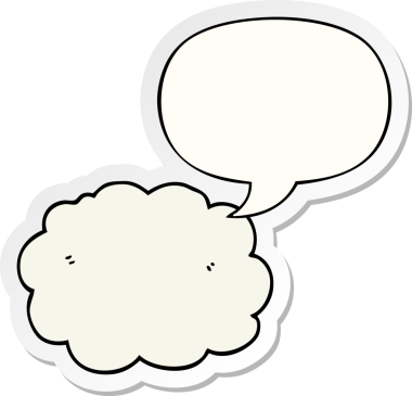 Bir insan tarafından çizilmiş balon çıkartmalı çizgi film bulutu.