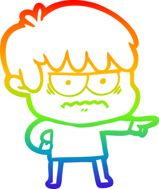 Gökkuşağı gradyan çizgi çizimi Bir insan tarafından çizilmiş bir çizgi film çocuğu