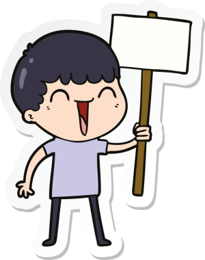 Bir insan tarafından çizilmiş mutlu bir adamın çıkartması.