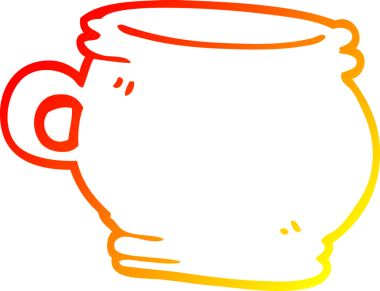 Bir insanın çizdiği çizgi film bardağının sıcak gradyan çizgisi.