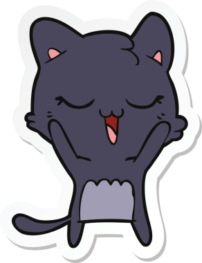 Bir insan tarafından çizilmiş mutlu çizgi film kedisinin çıkartması.