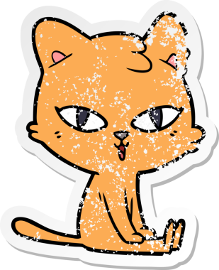 Bir insan tarafından çizilmiş karikatür bir kedinin sıkıntılı çıkartması.