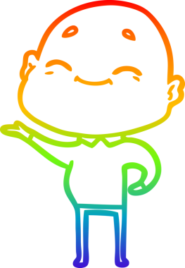 gökkuşağı gradyan çizimi mutlu bir çizgi kel adamın çizimi bir insan tarafından çizildi