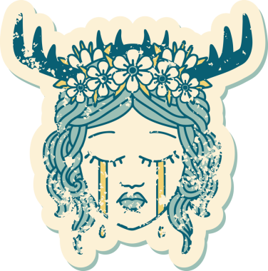 Bir insan tarafından çizilmiş ağlayan bir insan rahibin grunge çıkartması.