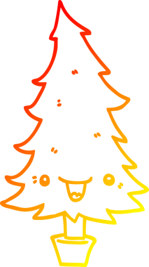 Bir insan tarafından çizilmiş şirin bir Noel ağacının sıcak gradyan çizimi