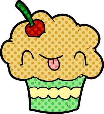 Bir insan tarafından çizilmiş komik bir kek.