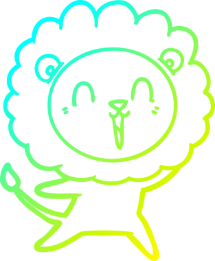 Bir insan tarafından çizilmiş gülen aslan karikatürü.