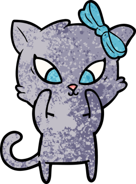 Bir insan tarafından çizilmiş çizgi film kedisi.