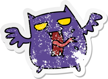 Bir insan tarafından çizilmiş sevimli, korkunç kawaii yarasasının serbest sticker 'ı.