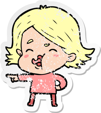 Bir insan tarafından çizilmiş karikatür kızının sıkıntılı çıkartması.