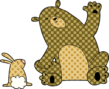 Bir insan tarafından çizilmiş ayı ve tavşan arkadaşları.