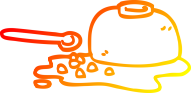 Bir çizgi filmin sıcak gradyan çizimi bir insan tarafından çizilmiş gevrek kasesi.