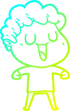 Bir insan tarafından çizilmiş gülen bir çizgi film karakterinin soğuk gradyan çizgisi.