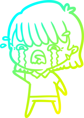 Bir insan tarafından çizilmiş ağlayan bir çizgi film kızı çizimi.