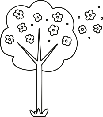 Bir insan tarafından çizilmiş garip çizgi film ağacı.