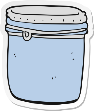 Bir insan tarafından çizilmiş karikatür kavanozunun etiketi.