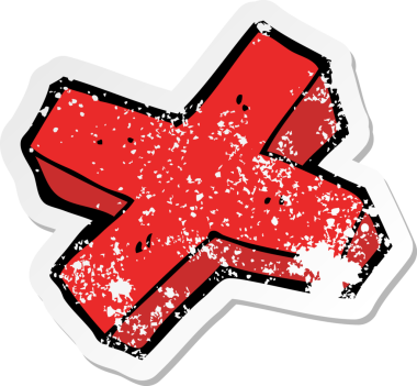 Bir insan tarafından çizilmiş negatif haç sembolünün gerilmiş retro yapıştırması.