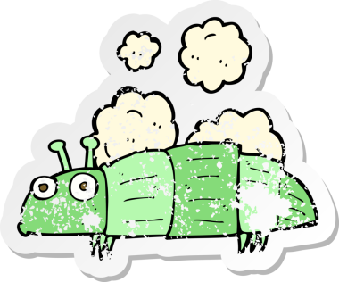 Bir insan tarafından çizilmiş bir karikatür böceğinin gerilimli yapıştırması