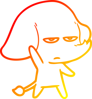 Bir insan tarafından çizilmiş kızgın bir fil çizimi.