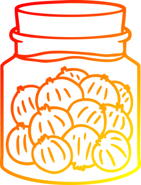 Bir insan tarafından çizilmiş soğan turşusu karikatürünün sıcak gradyan çizimi
