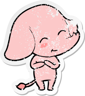 Bir insan tarafından çizilmiş şirin bir filin sıkıntılı çıkartması