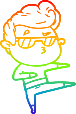 Gökkuşağı gradyan çizimi. Bir insan tarafından çizilmiş havalı bir adamın çizimi.