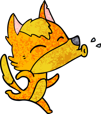 Bir insan tarafından çizilmiş tilki çizgi film karakteri