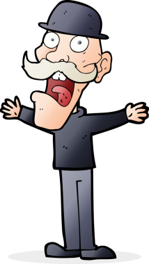 Bir insan tarafından çizilmiş İngiliz melon şapkalı bir çizgi film adamı.