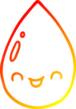 Bir insan tarafından çizilmiş sevimli yağmur damlasının sıcak çizgi çizimi