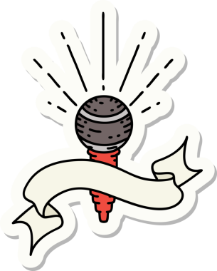 Bir insan tarafından çizilmiş dövme stili mikrofon çıkartması.