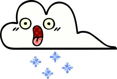 Bir insan tarafından çizilmiş şok olmuş bir kar bulutunun çizgi romanı.