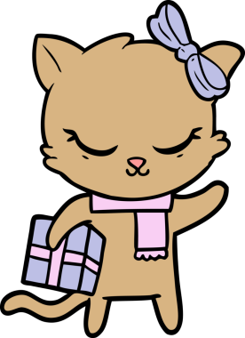 Bir insan tarafından çizilmiş sevimli çizgi film kedisi.