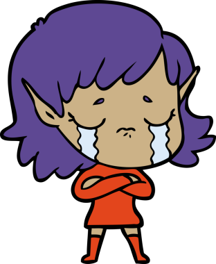 Bir insan tarafından çizilmiş ağlayan elf kızı.