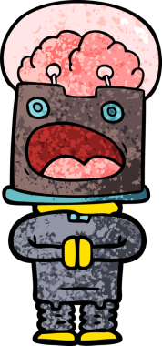 Bir insan tarafından çizilmiş çizgi film robotu