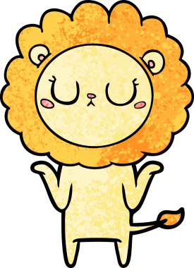 Bir insan tarafından çizilmiş çizgi film aslanı.