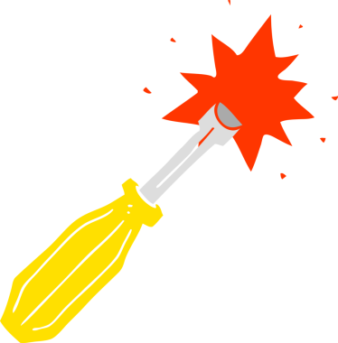 Bir insan tarafından çizilen tornavidanın düz renk çizimi