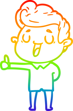 gökkuşağı gradyanı çizimi bir insan tarafından çizilmiş mutlu bir çizgi film adamı