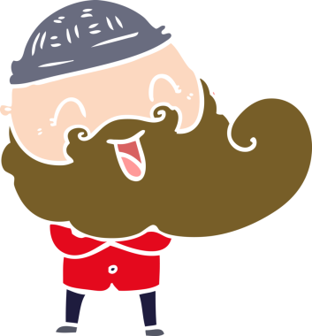 Bir insan tarafından çizilmiş mutlu sakallı adam.