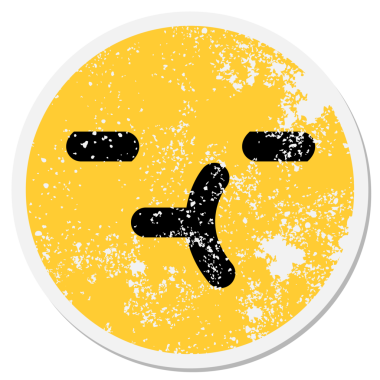 Bir insan tarafından çizilmiş basit yargılayıcı yüz dairesel etiketi