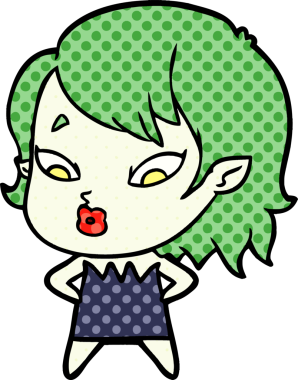 Bir insan tarafından çizilmiş şirin vampir kız çizgi filmi.