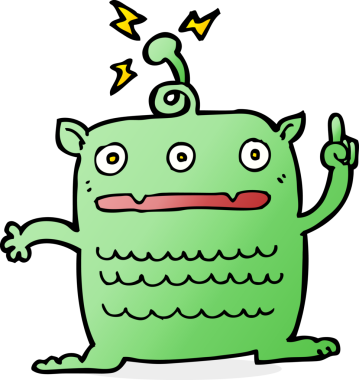 Bir insan tarafından çizilmiş garip küçük uzaylı çizgi filmi.