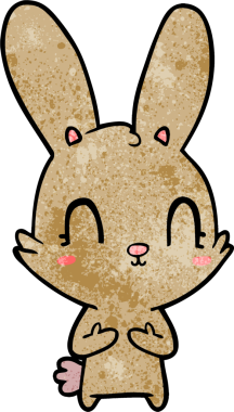 Bir insan tarafından çizilmiş şirin çizgi film tavşanı.