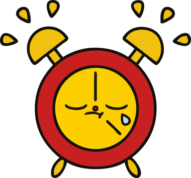 Bir insan tarafından çizilmiş çalar saatin şirin bir karikatürü.