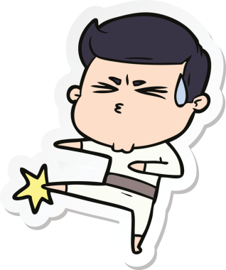 Bir insan tarafından çizilmiş terleyen bir karikatür adamın çıkartması.